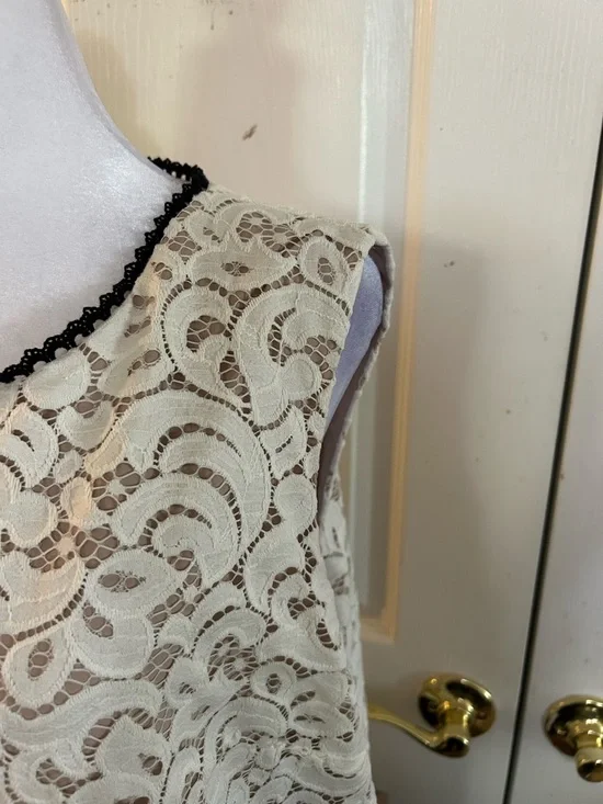 Tommy Hilfiger cream & black lace popover dress, size 14 - Picture 4 of 6